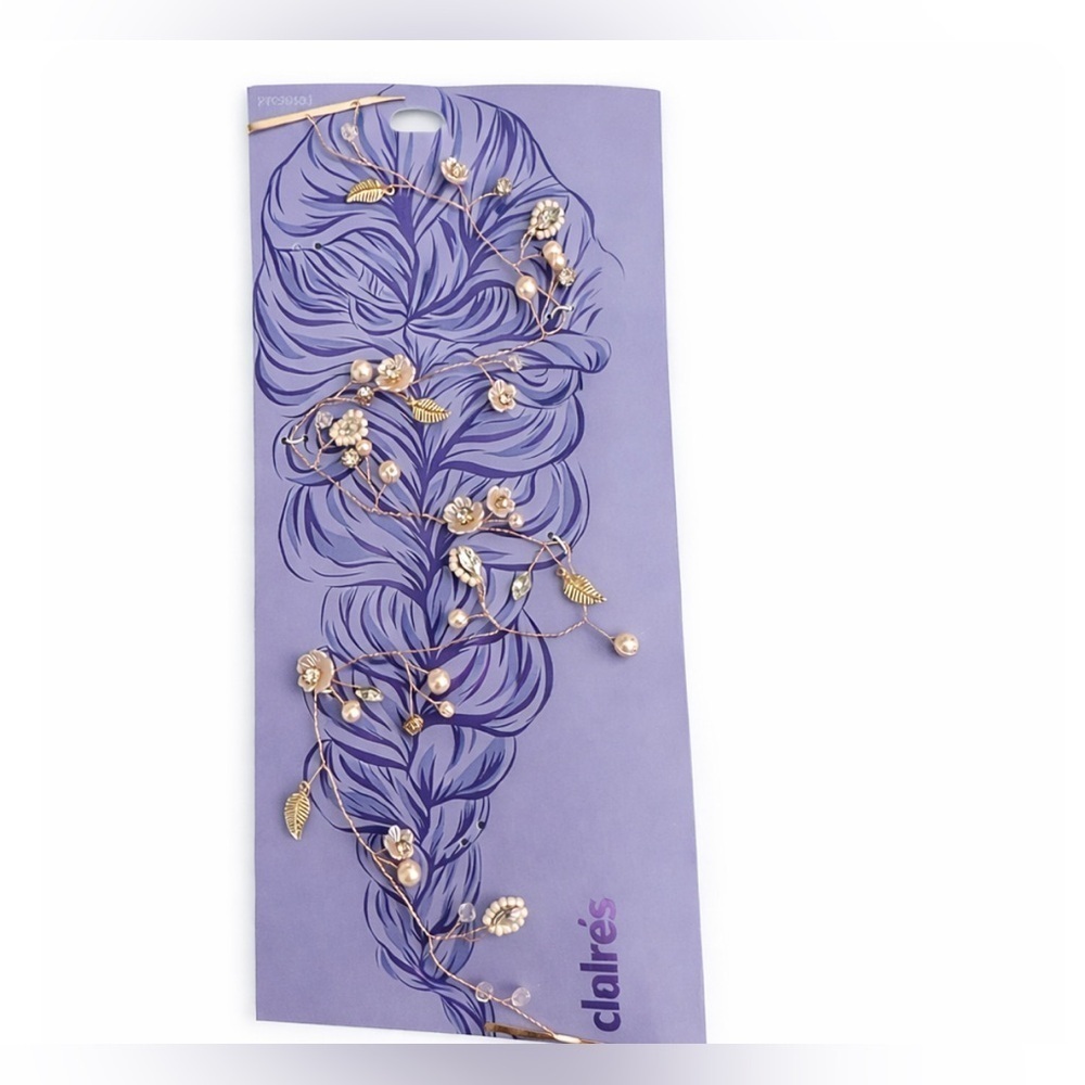 Claire's Elegant Gold and Pearl Hair Vine